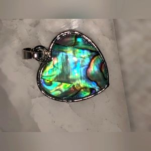 Abalone silver heart pendant